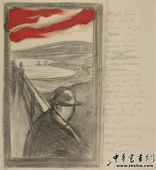 爱德华·蒙克,《绝望》,速写,作于1892年。