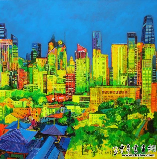 《新加坡唐人街》(120×120cm)